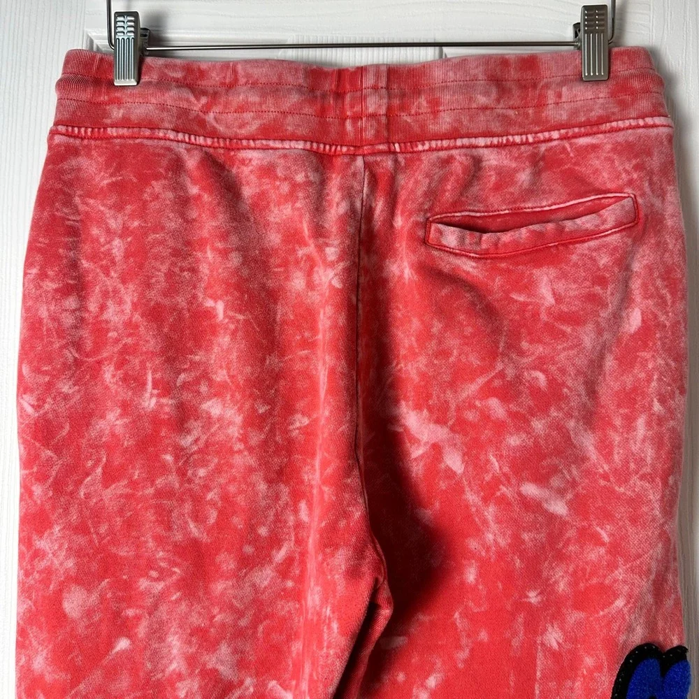 Sniper Gang Kodak Black Glee Men Red Acid Wash Tie Dye Joggers Logo Sweatpants M